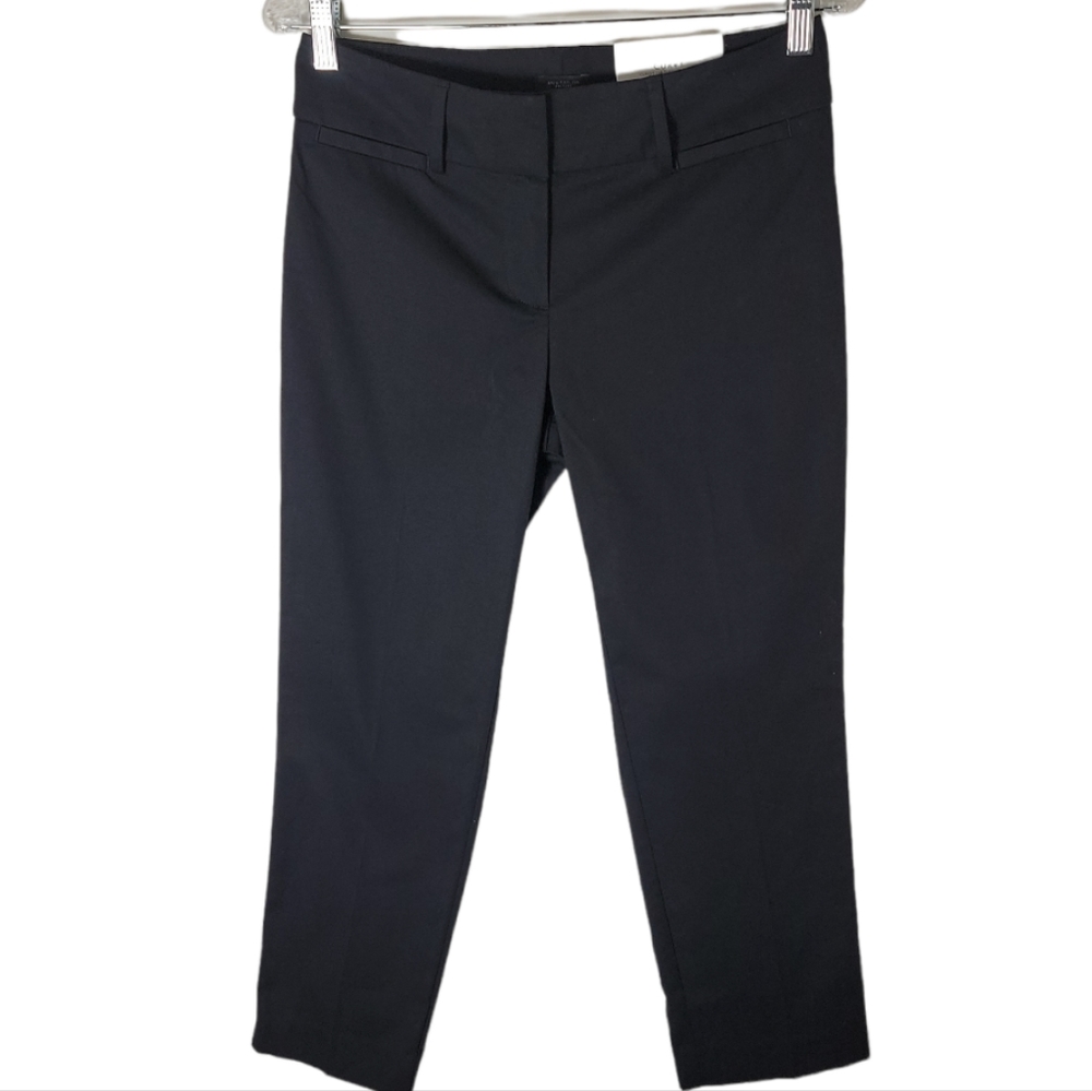 Ann Taylor Factory curvy crop pants black mid rise women's size 0 workwear